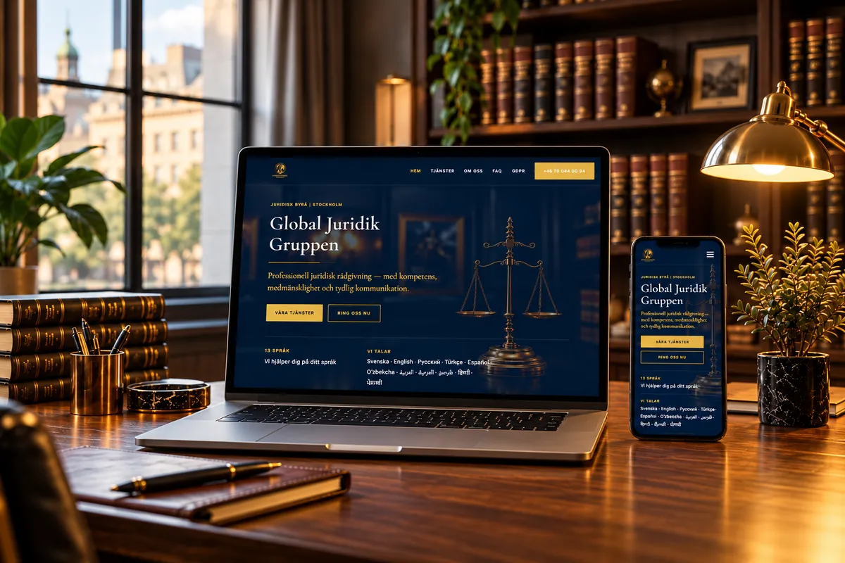 Webbplats för Global Juridik Gruppen